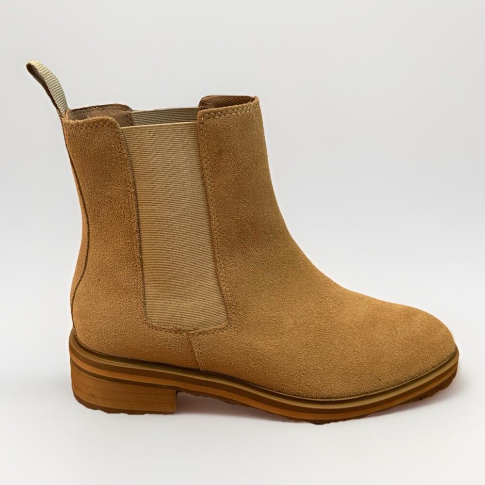 Quince Suede Chelsea Boot Women's 7 Desert Brown Lug Sole Pull On Classic - Picture 6 of 10